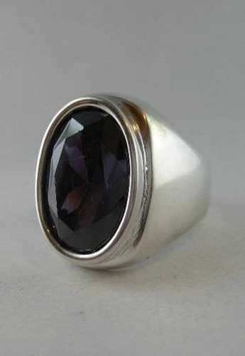 Solid silver Bishop's ring - Amethyst stone - 2449-P