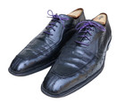 Mezlan Platinum Hutchins 100% Ostrich Leather Black Apron Oxford Dress Shoe 12M — photo 3