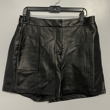 Women's Black Leather Shorts