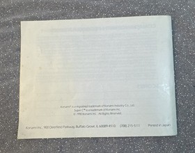Super C Contra (Nintendo NES) Authentic Original INSTRUCTION MANUAL ONLY