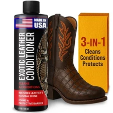 Exotic Leather Conditioner for Boots - Made in USA Cleaner 8 Ounce 