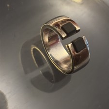 Wedgwood Silver Statement Ring Size T With Black Jasper I layer