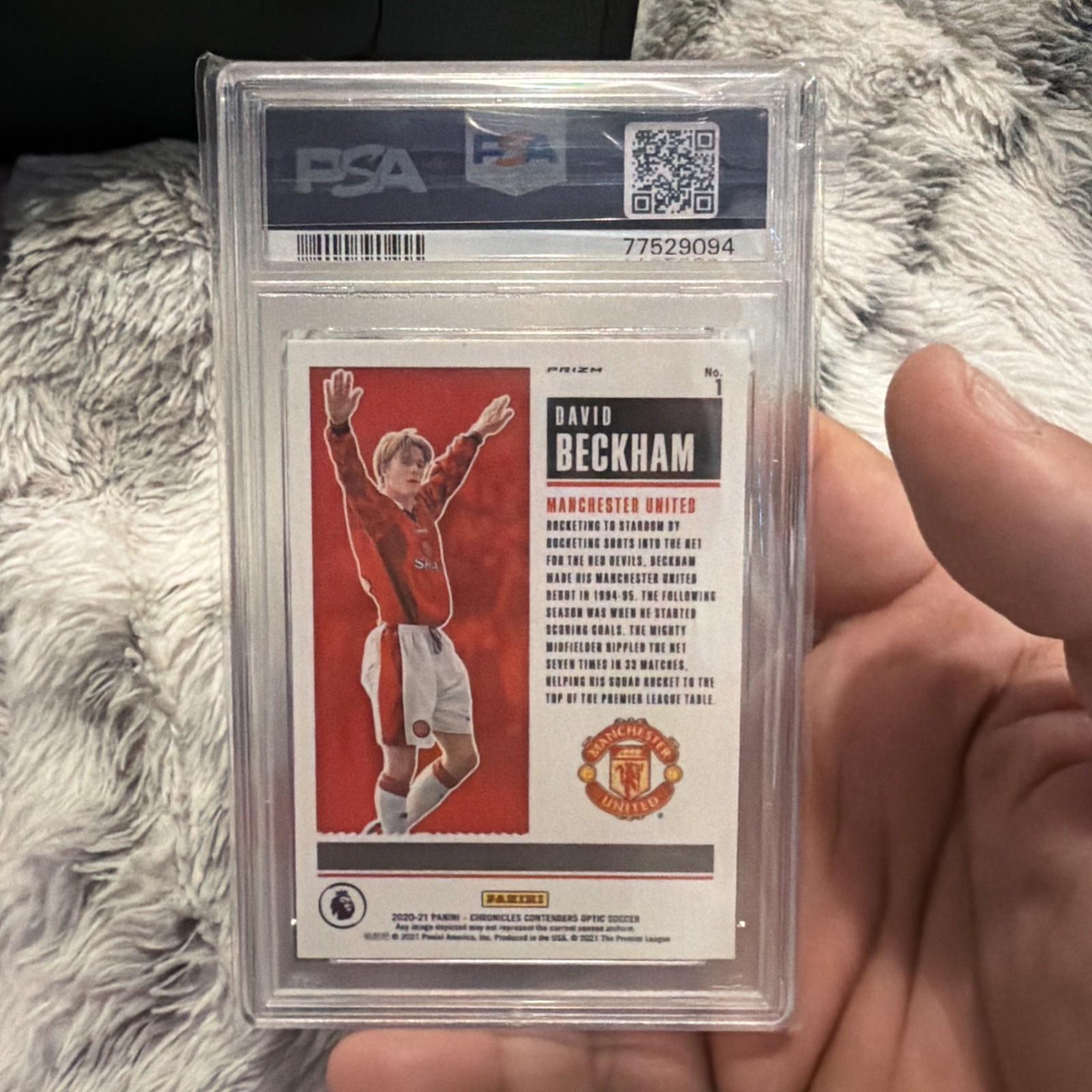 2020 Panini Chronicles David Beckham Historic Ticket Mojo #1 PSA 9 view 2