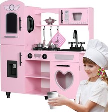 TaoHFE Play Kitchen, Pink Kids Kitchen Set for Girls Kitchen Set for Kids Ages 6