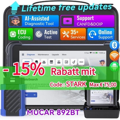 2026 MUCAR 892BT KFZ OBD2 Diagnosegerät Alle System 35 Reset Aktive Test CANFD