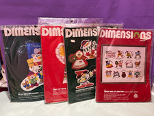 Lot of 4 Dimensions Felt, Crewel  Embroidery Christmas Kits Vintage