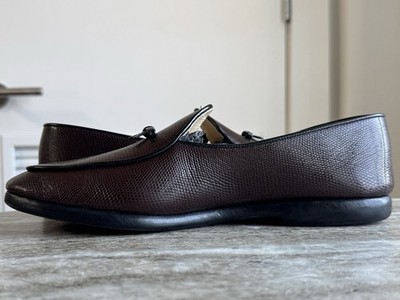 BELGIAN SHOES MR CASUAL LOAFER LIZARD BROWN SLIPPERS Sz 9  display picture 3