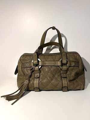 Bally Damen Handtasche Leder gesteppt grün mit Reißverschluss