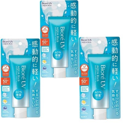Biore UV Aqua Rich Watery Essence SPF50+ 3 Pack Sunscreen Japan 70g x3