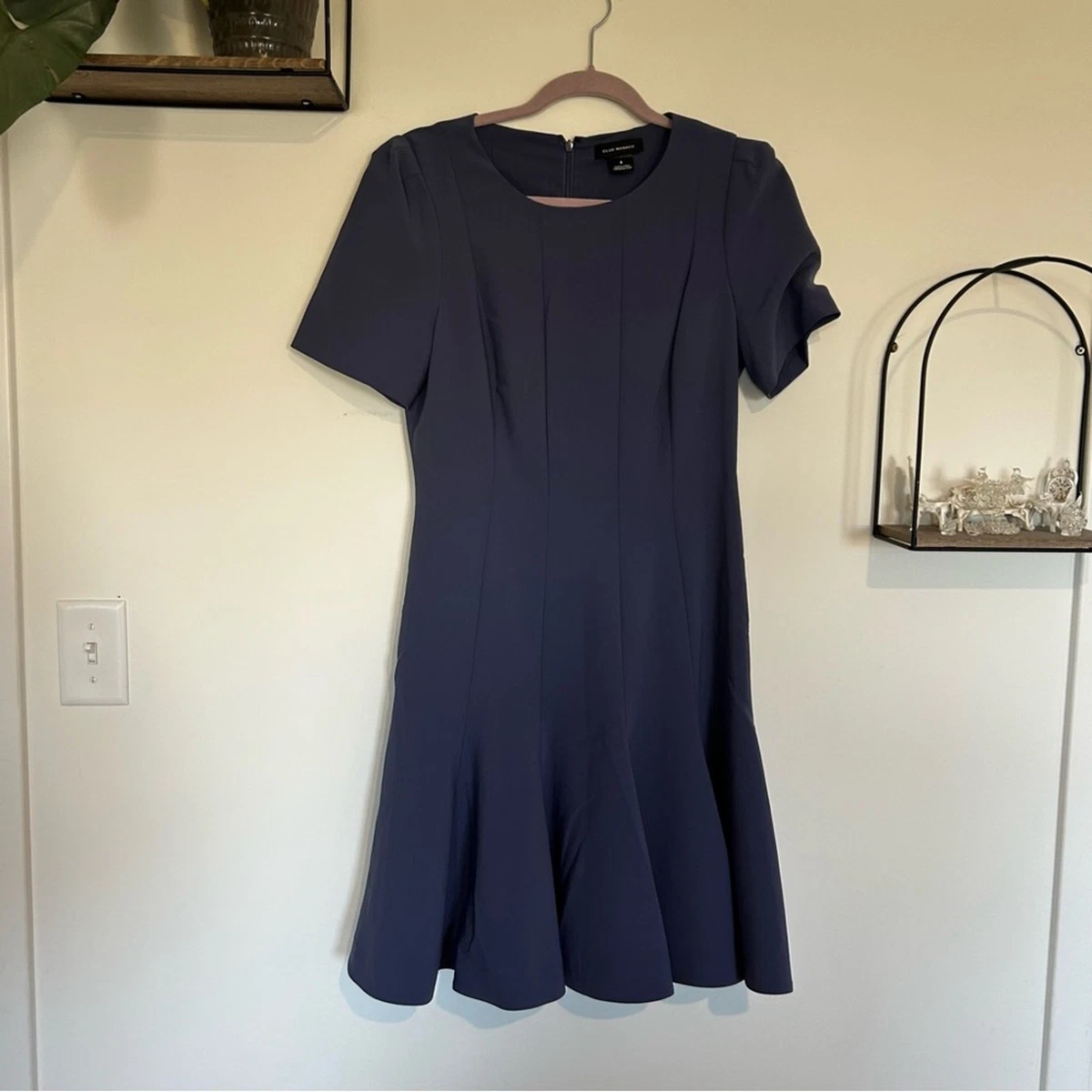 french blue mother of the bride dress ZAPAKA Women Queen Anne Dusty Blue Mother of the Bride Dress Lace Appliqued A Line Long Sleeves Wedding Guest Dress, Grey Blue / US10 main image 0