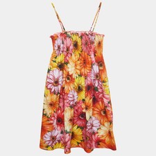 Dolce Gabbana Multicolor Floral Printed Cotton Poplin Dress 1112 Yrs