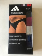 New in box Adidas Women's 4-Pack Seamless Bikini Underwear, Size M, Multicolor