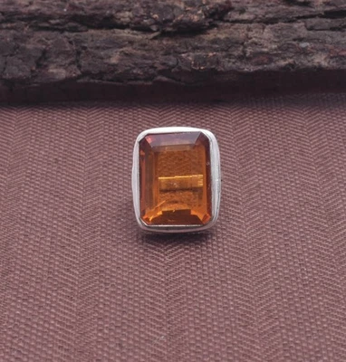 Handgefertigter Ring Mit Citrin Topas Edelstein 925 Sterling Silber, A-140 - Bild 1 von 4