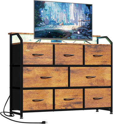 TV Stand Dresser with 8 Fabric Drawers, 8-Drawer Chest of Drawers with APP Contr