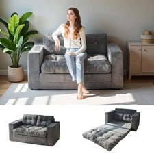 MAXYOYO 55.5'' Armrest Couch Sofa Bed,Loveseat Sleeper Sofa,Bean Bag Sofa
