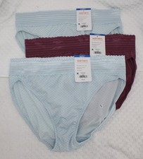 New set of 3 WARNER'S no muffin top HI CUT panties MAUVE BLUE DOTS XL/8
