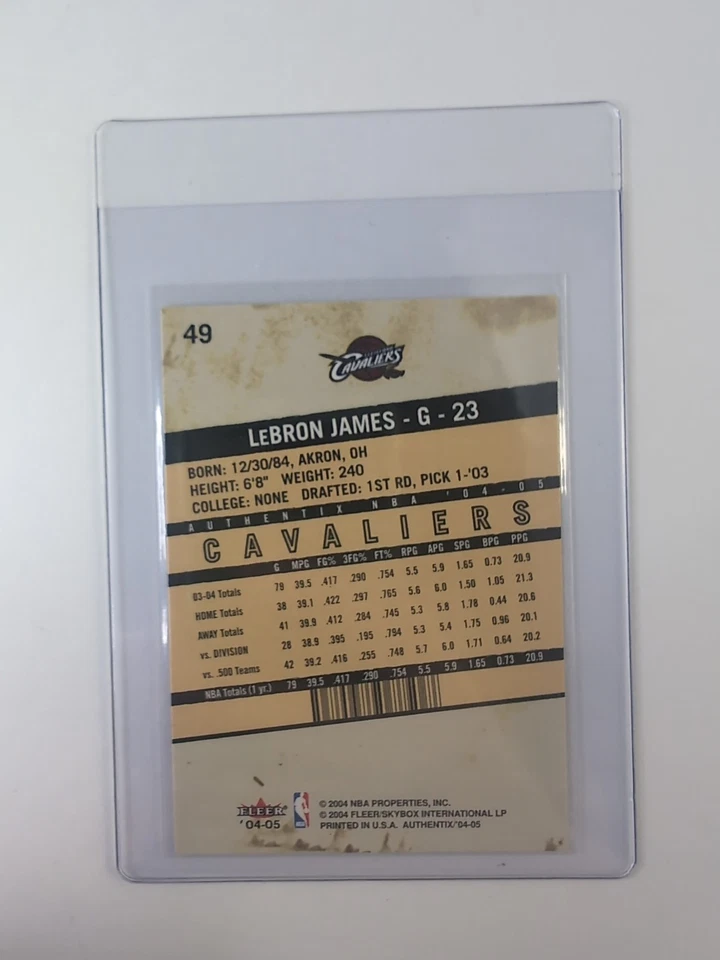 2004 Fleer Authentic Lebron James #49, 2nd Year, GSC Gem Mint 10, Quick Grade - Image 2 of 2