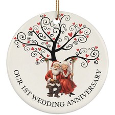 Santa Claus Couple 1 Years Ornament Our 1st Wedding Anniversary Christmas Gift
