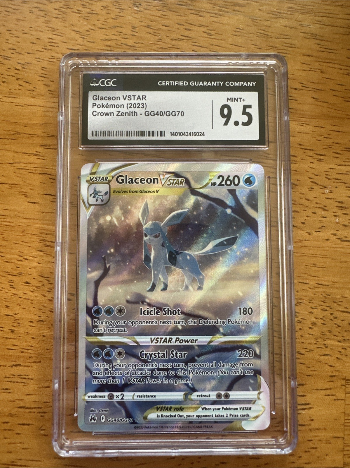 Pokemon Crown Zenith Glaceon VSTAR GG40/GG70 Alternate Art CGC 9.5