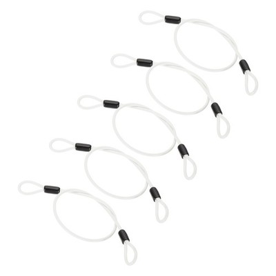 5 Pcs 5/32'' Dia 2 ft (20'') Vinyl Stainless Steel Cable with Loops, White