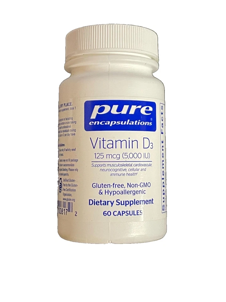 Pure Encapsulations Vitamina D3 125 mcg (5.000 UI) 120ct (2 botellas de 60) Foto 2 de 4