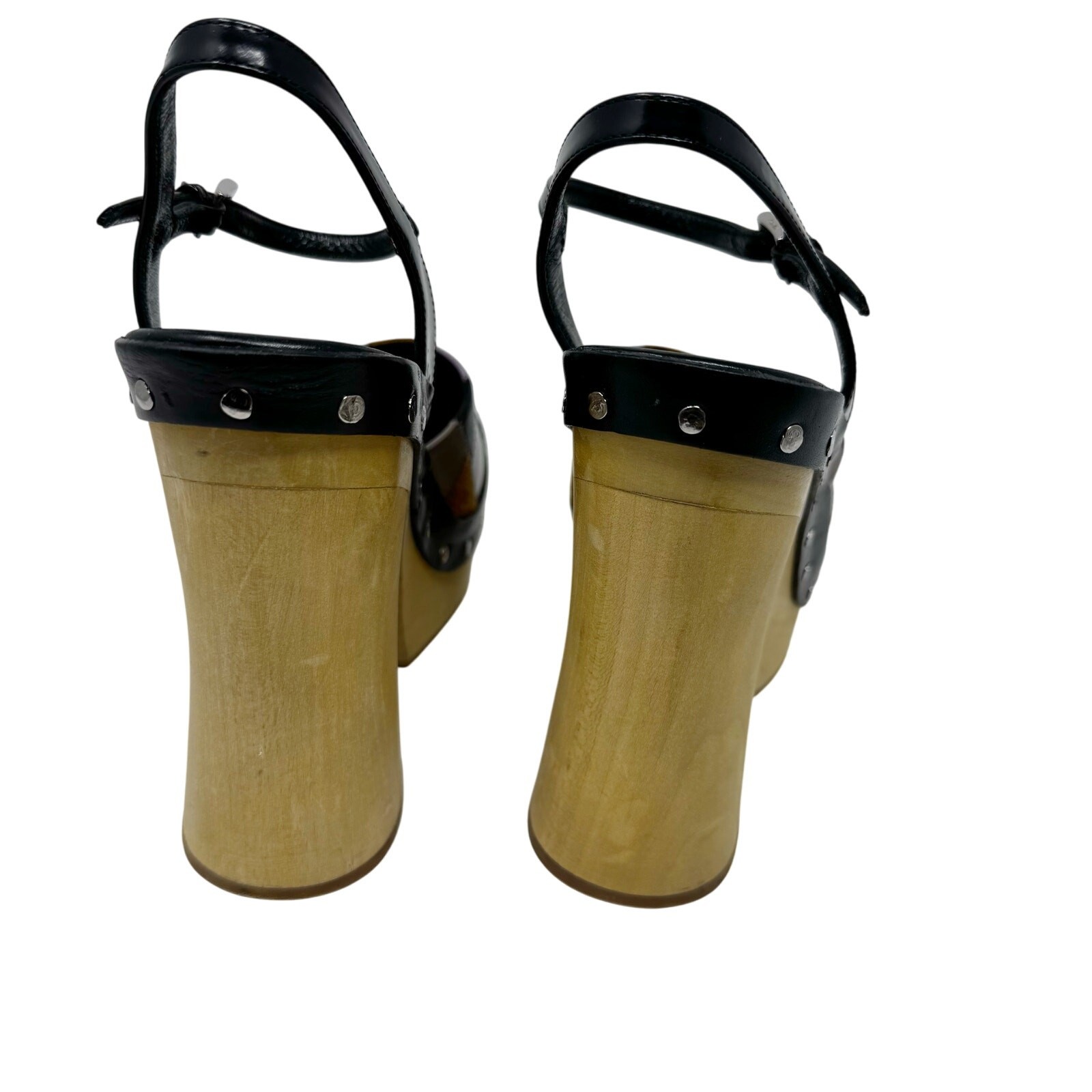 PRADA Patchwork Platform ChunkyWooden Pumps Heels… - image 4