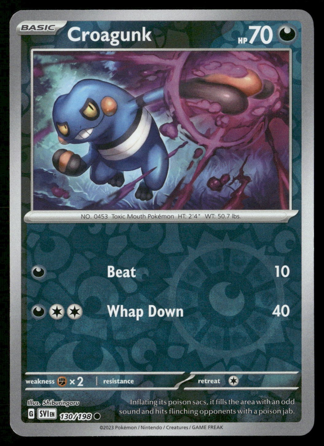 Croagunk 130/198 Common Scarlet & Violet Pokemon Reverse Holo Near Mint