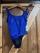 Longitude Swimsuit One Piece Royal Blue  Black Size 8 Tummy Control L182675 NWT