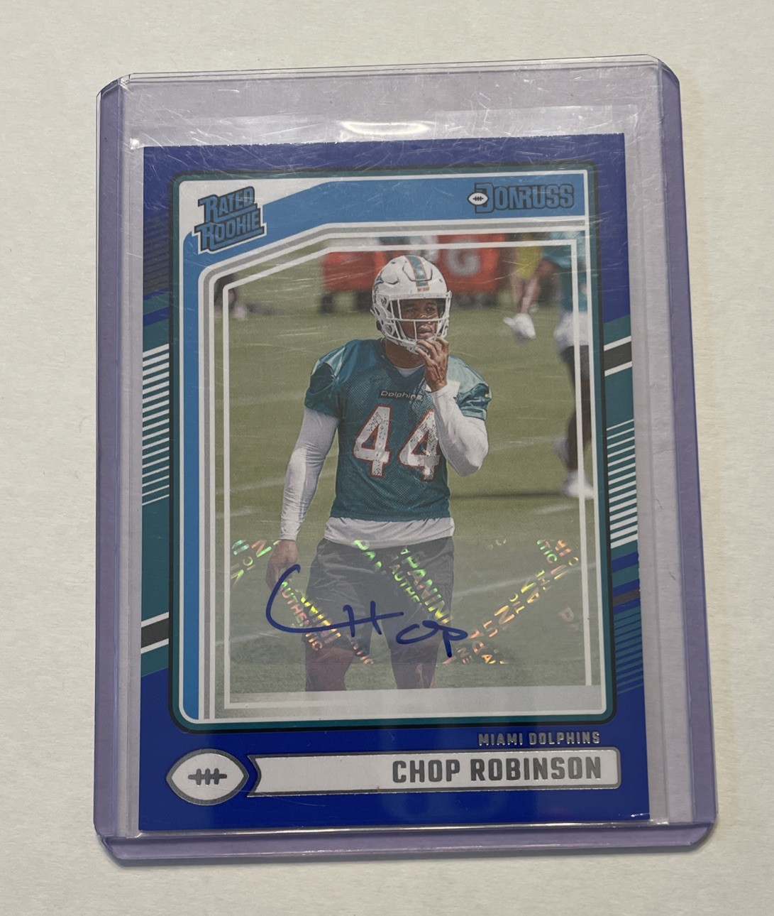 2024 Panini Donruss - Rated Rookie Chop Robinson Auto Blue Press Proof #351 (RC)