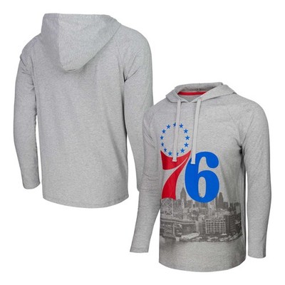 Men's Stadium Essentials Heather Gray Philadelphia 76ers Atrium Raglan Long