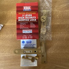 ERA 5 LEVE DEADLOCK SERRATURA MORTASA ALTA SICUREZZA 2,5" OTTONE - NUOVO