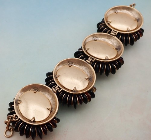 J Crew Spectacular Layer Simulated Pearl Blue Black Bead Enamel 7 1/2" Bracelet - Picture 2 of 7