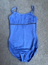 MotionWear Made in USA Girl child leotard size M 8-10 periwinkle build in bra