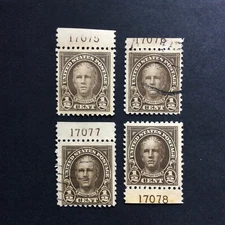 BroadviewStamps USA #551 Mint and used. F-VF plate singles 17075-78