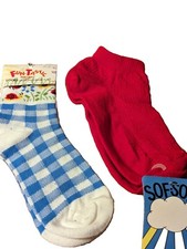 Girl's Socks Mixed Lot Size 6-9; 1 Pr Anklets, 1 Pr Low cuts. Print Red NWT