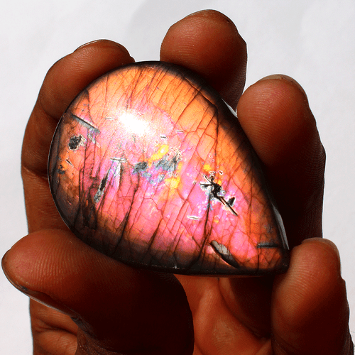 109 Cts Natural Finland Labradorite Purple Fire 52mmx36mm Pear Cabochon Gemstone - Picture 7 of 14