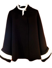 Perrico Edas Black & White Fabric Knit Short Coat New Women