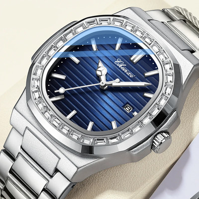 Stainless Steel Waterproof Analog Quartz Wrist Watch with Rhinestone Markers Amazon.com: OLEVS Men main image 3
