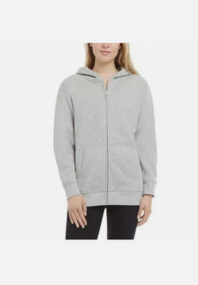 Danskin Womens Full Zip Ultra Cozy Hooded SWEATER (Gray, M) NWD