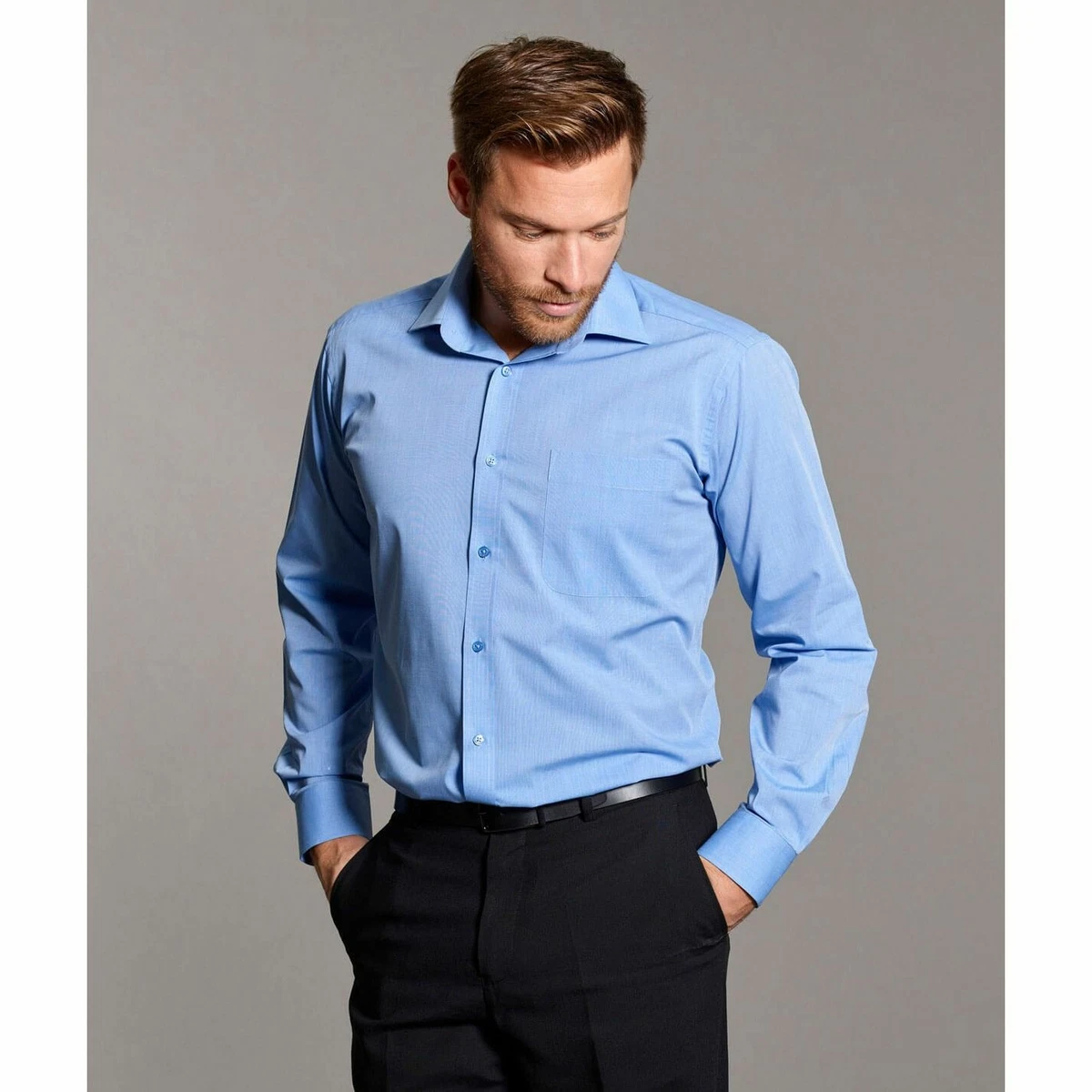 Baby blue shirt mens discount