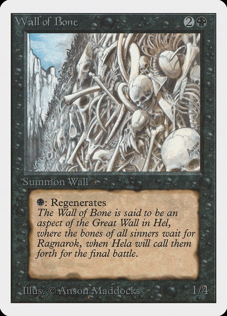Wall of Bone Unlimited HEAVILY PLD Black Uncommon MAGIC GATHERING CARD ABUGames