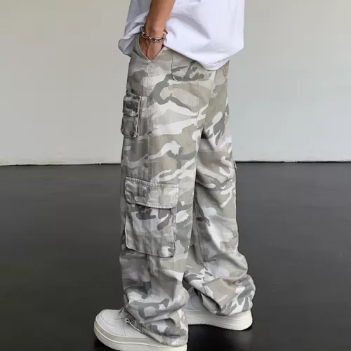 Men Cargo Pants Camouflage Outdoor Trousers Baggy Hip Hop Pocket Streetwear - Picture 9 of 10