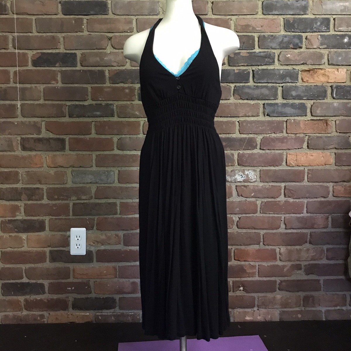 JAMES PERSE Cotton Black Open Back Smocked Halter Dress Size 1  -Cheapchicplus | eBay