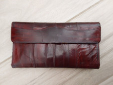 Vintage Burgandy Red Eel Skin Bifold Organizer Wallet.  Size 7x4