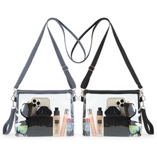 Clear PVC Shoulder Bag Transparent Stadium Sling Tote Handbag Bag Waterproof