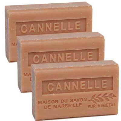 3 x 125g Riegel - Französische Seife mit Zimtduft und Bio Sheabutter