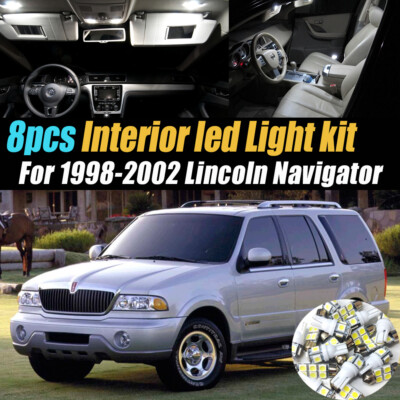 8Pc Super White Car Interior LED Light Bulb Kit for 1998-2002 Lincoln Navigator