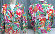 Coldwater Creek Bright Floral Cotton Blend Stretch XL Womens Blazer Jacket 22"