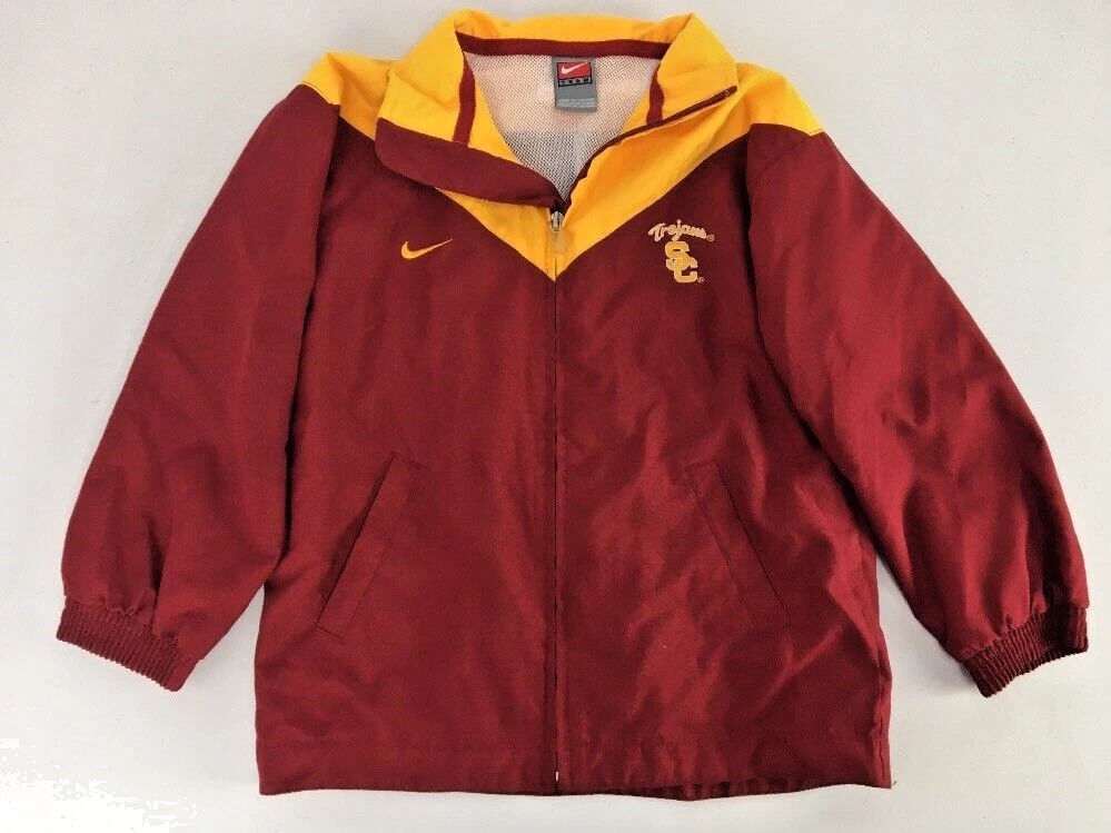 Nike USC Trojans Collared Jacket Windbreaker Youth Sz 6 Burgundy