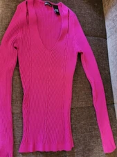 MODA INTERNATIONAL BRIGHT PINK / MAGENTA COTTON MIX TOP XS